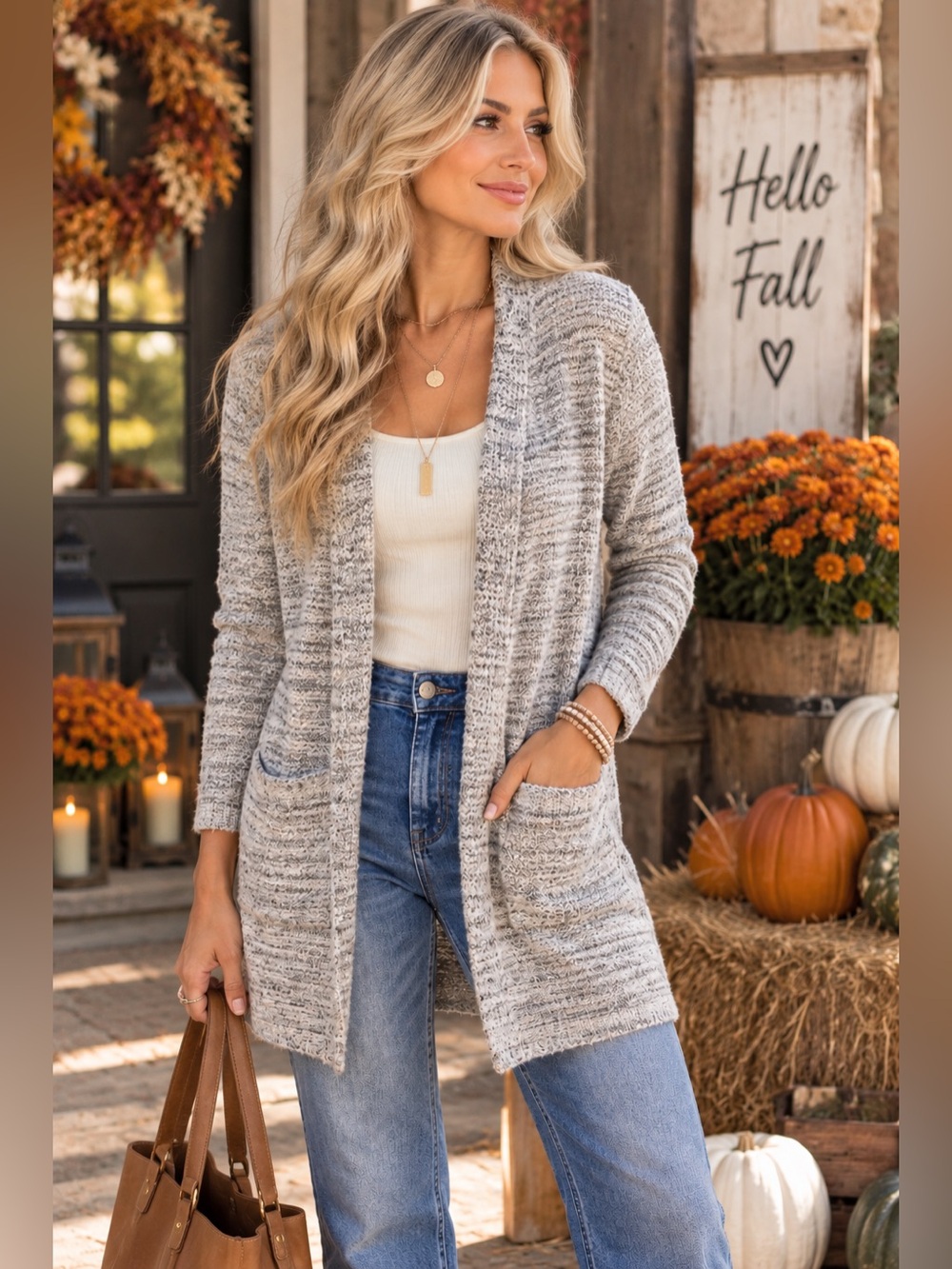 Small Cardigan Carolyn Taylor Open front pockets Cozy Fuzzy